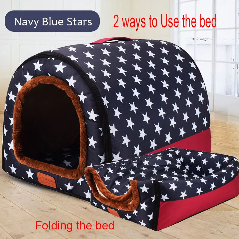 Foldable Star Print Comfortable Pet Bed
