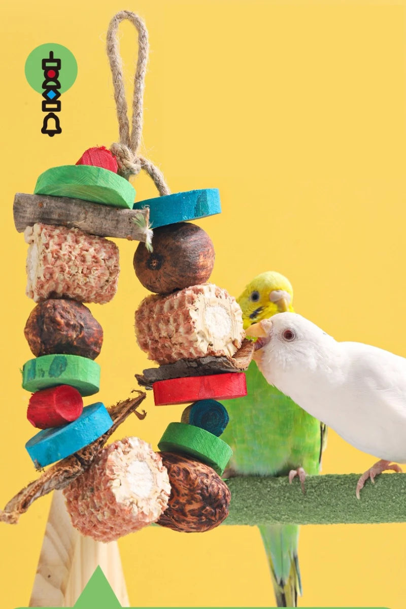 Natural Wooden Blocks Bird Chewing Toy