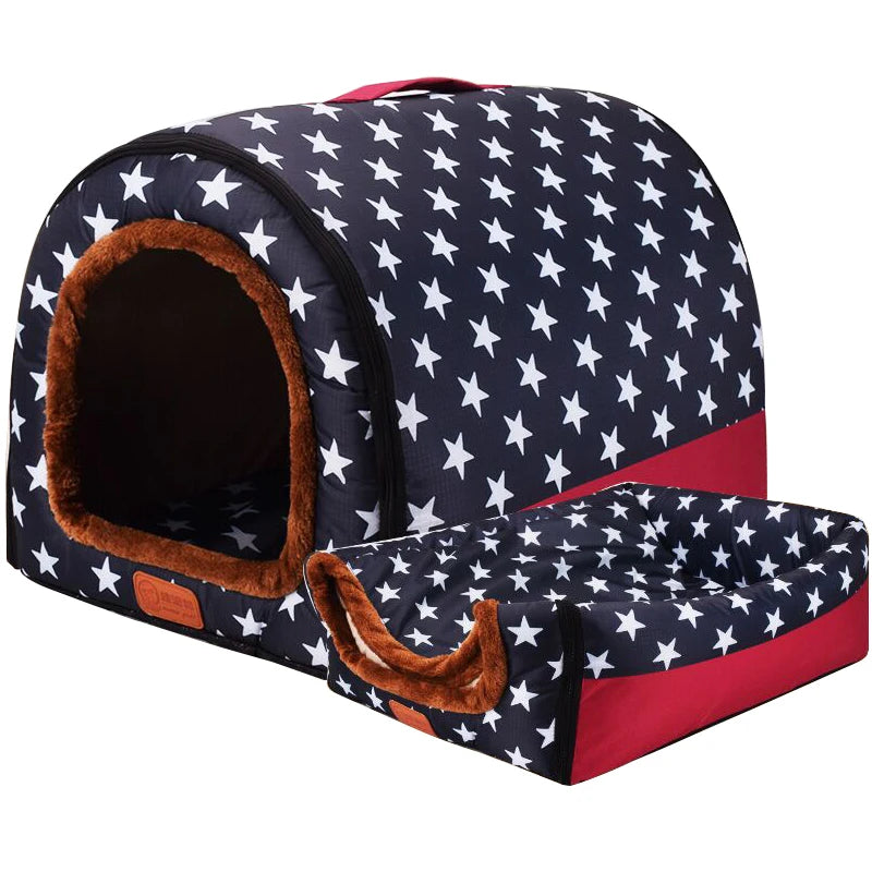 Foldable Star Print Comfortable Pet Bed